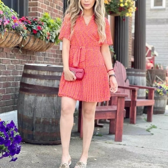 Alexis Floral Flutter Sleeve Pleated Wrap Dress - Picture 12 of 12